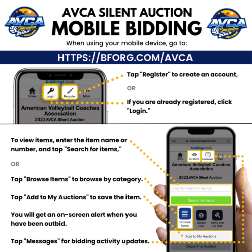 AVCA Silent Auction Mobile Bidding How To
