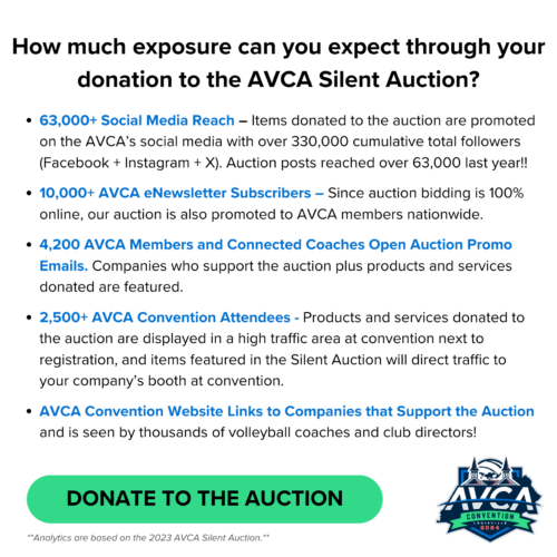 2024 AVCA Silent Auction Donation Exposure